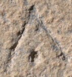 A close-up of an instance of allograph   inscribed on an object