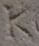 A close-up of an instance of allograph Κ type2.3 inscribed on object ISic001038