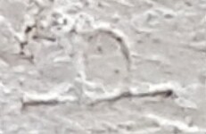 A close-up of an instance of allograph   inscribed on an object