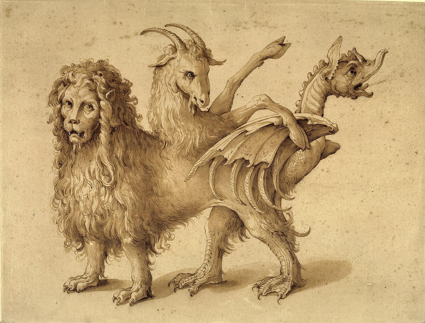 A 1590–1610 drawing of a chimera attributed to Jacopo Ligozzi