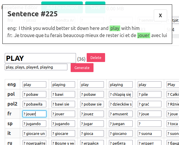 Semi-automated word alignment interface