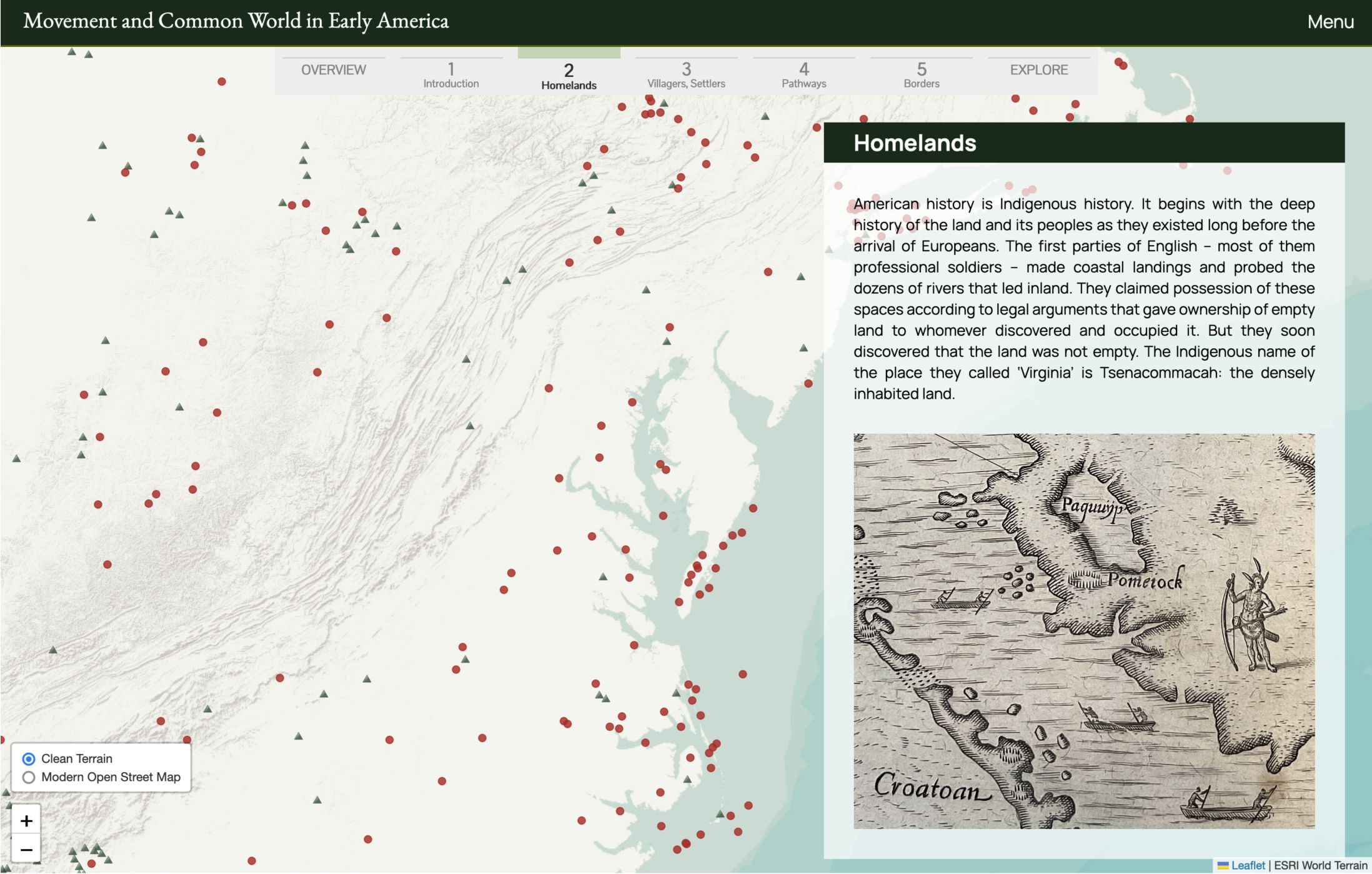 Map displaying red circles and green triangles with text box on the side.