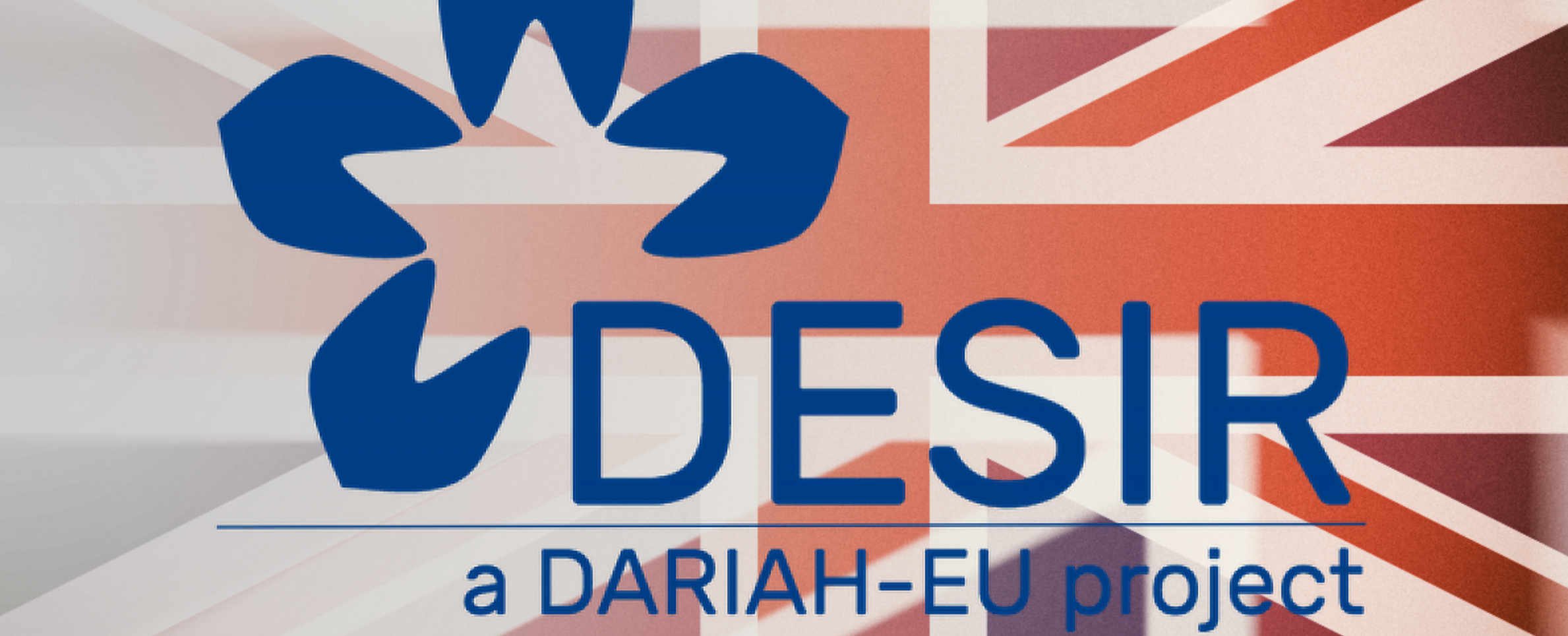 Desir project logo over a Union Jack flag background